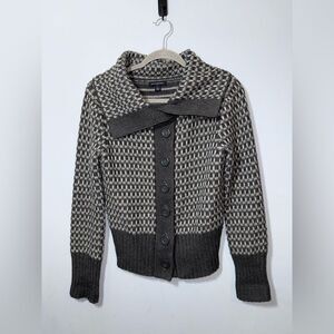 Banana Republic Wool Blend Button Up Cowl Neck Womens Cardigan grey SZ Small EUC